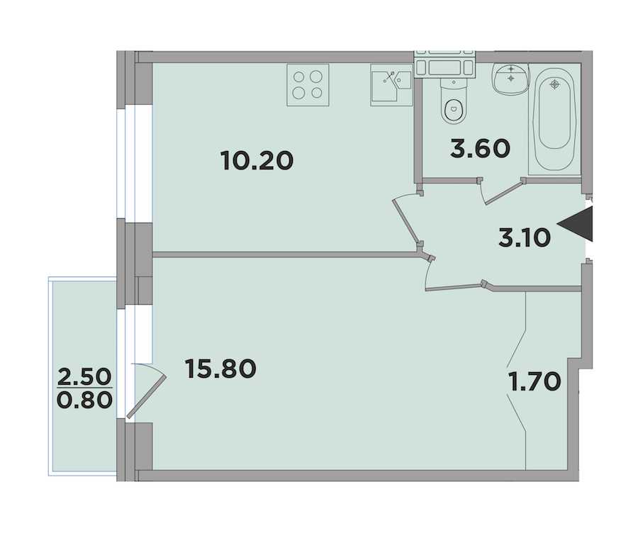 Однокомнатная квартира в : площадь 34.4 м2 , этаж: 1 – купить в Санкт-Петербурге